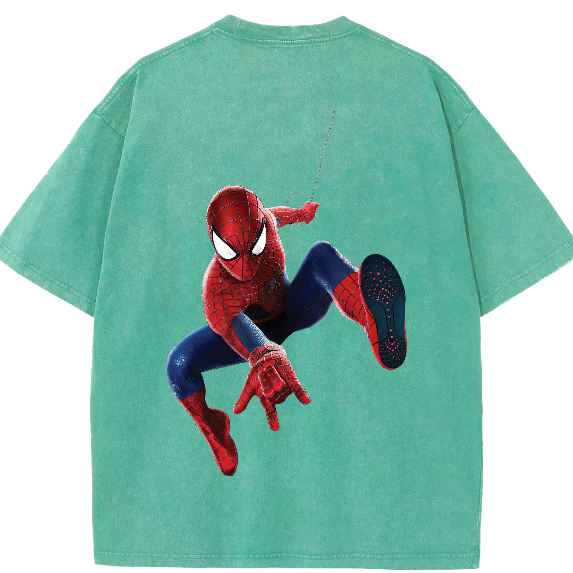 （画像用） Spider Man スパイダーマン 綿100% ヴィンテージ風 半袖Tシャツ（背面プリント）
